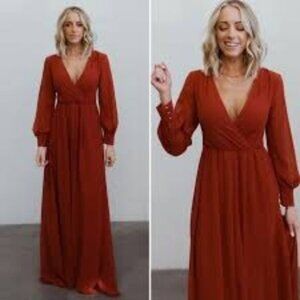 Baltic Born Lydia Maxi Dress Small Red Long Sleeve